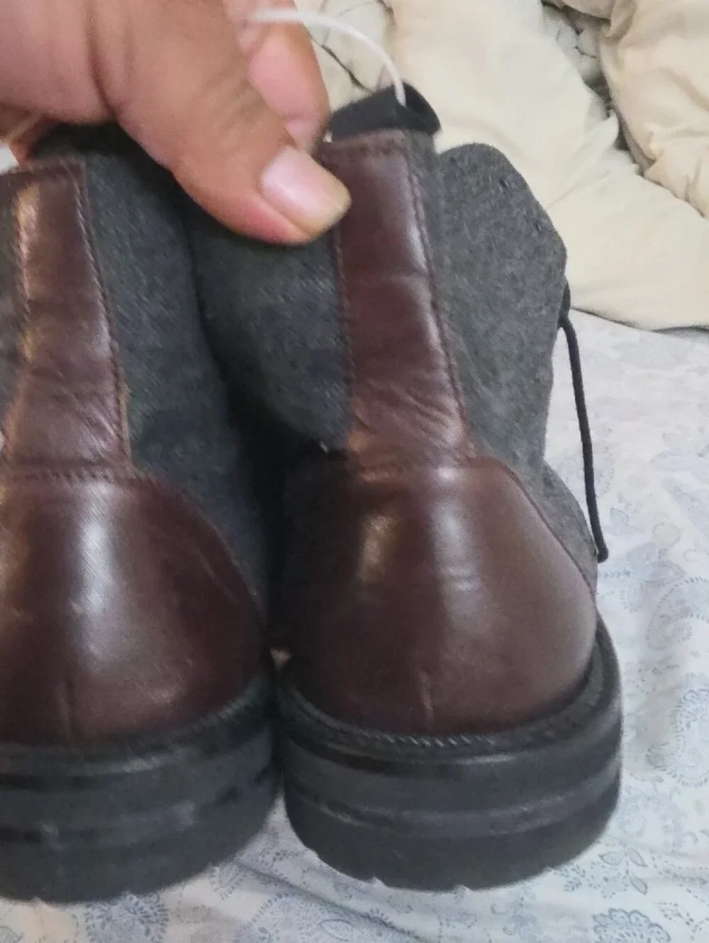 Men's Two-Tone Gray & Brown Lace-Up Boots